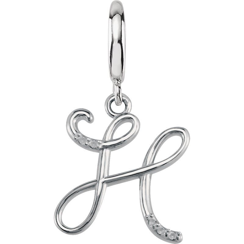 Accented Initial Charm/Pendant — Script .03 ctw Natural Diamond