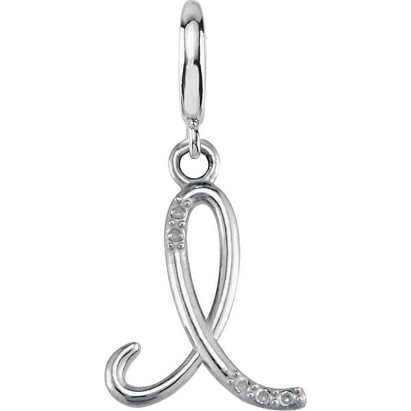 Accented Initial Charm/Pendant — Script .03 ctw Natural Diamond