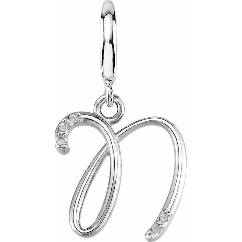 Accented Initial Charm/Pendant — Script .03 ctw Natural Diamond