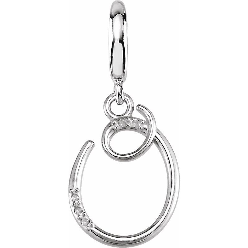 Accented Initial Charm/Pendant — Script .03 ctw Natural Diamond