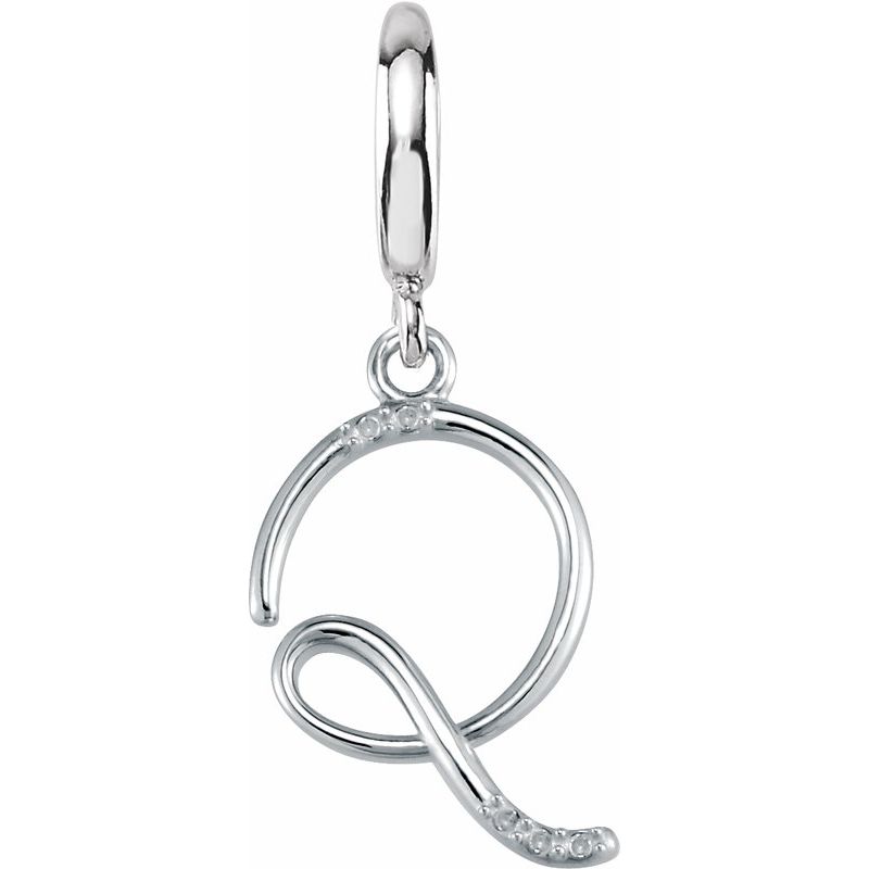 Accented Initial Charm/Pendant — Script .03 ctw Natural Diamond