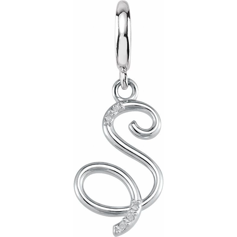 Accented Initial Charm/Pendant — Script .03 ctw Natural Diamond