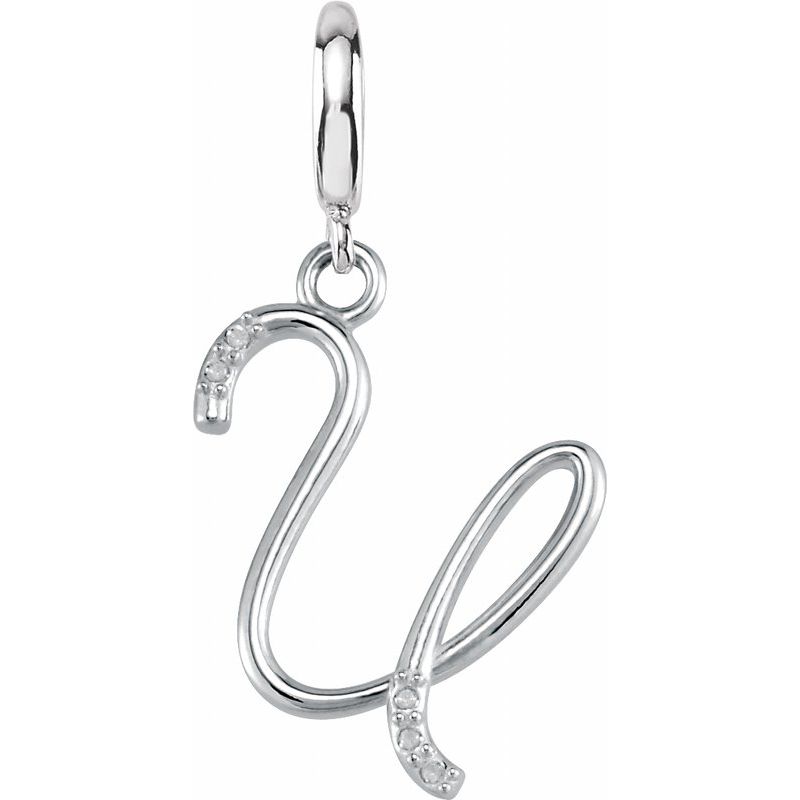 Accented Initial Charm/Pendant — Script .03 ctw Natural Diamond