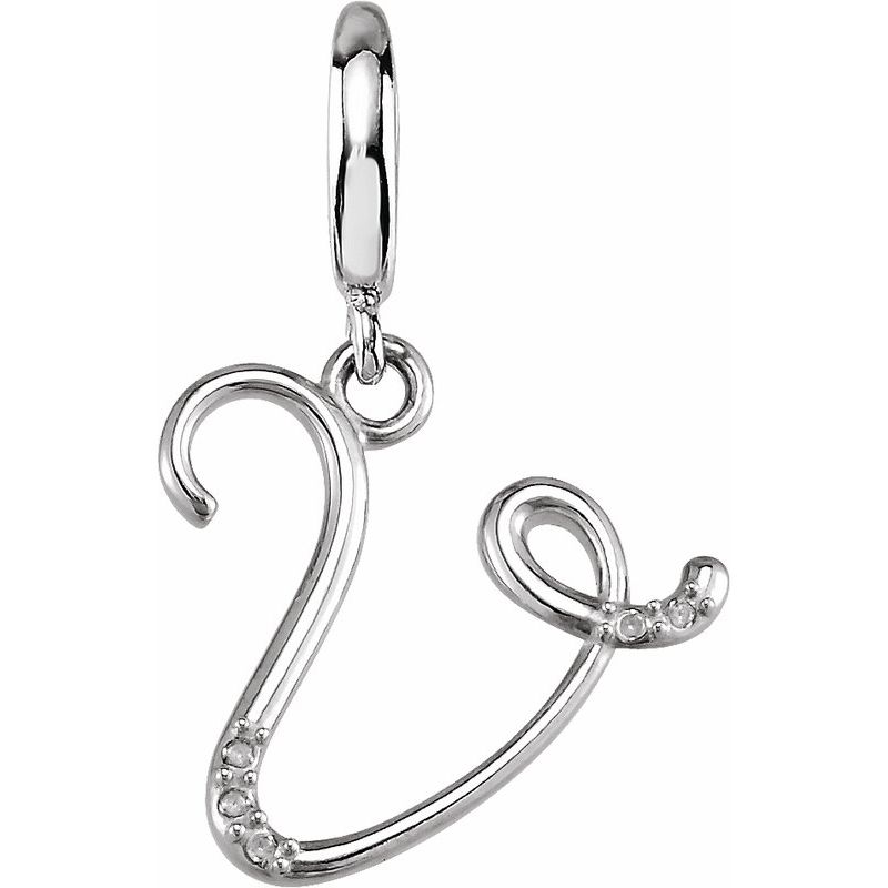 Accented Initial Charm/Pendant — Script .03 ctw Natural Diamond