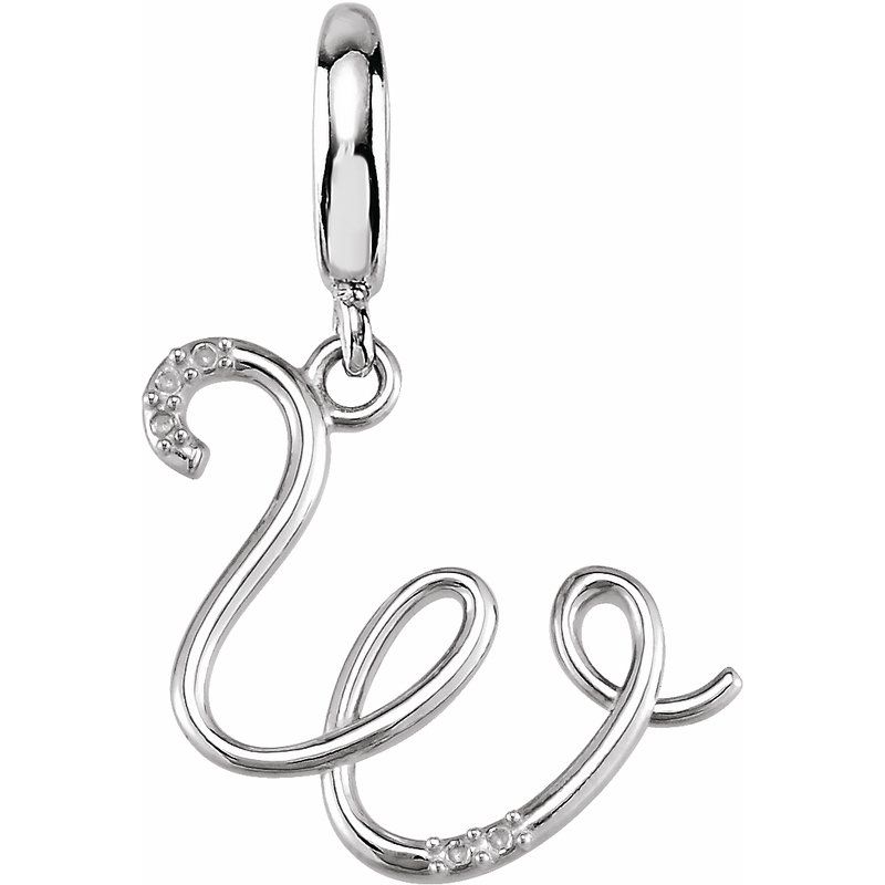 Accented Initial Charm/Pendant — Script .03 ctw Natural Diamond