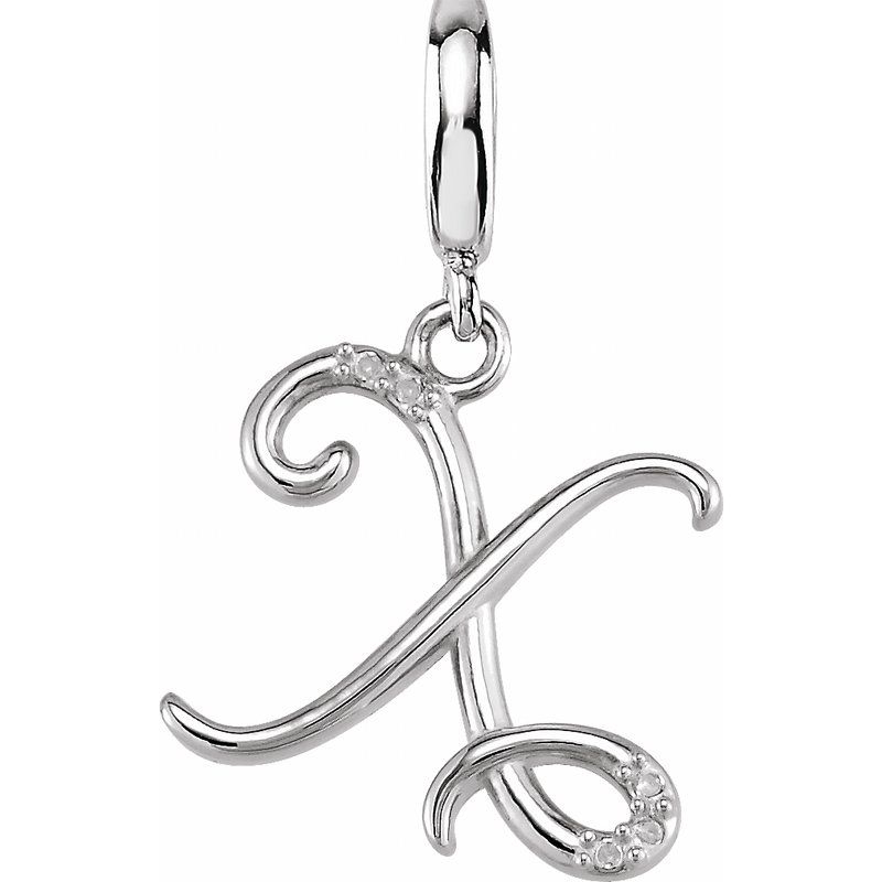 Accented Initial Charm/Pendant — Script .03 ctw Natural Diamond