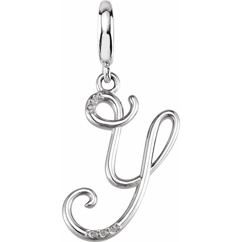 Accented Initial Charm/Pendant — Script .03 ctw Natural Diamond