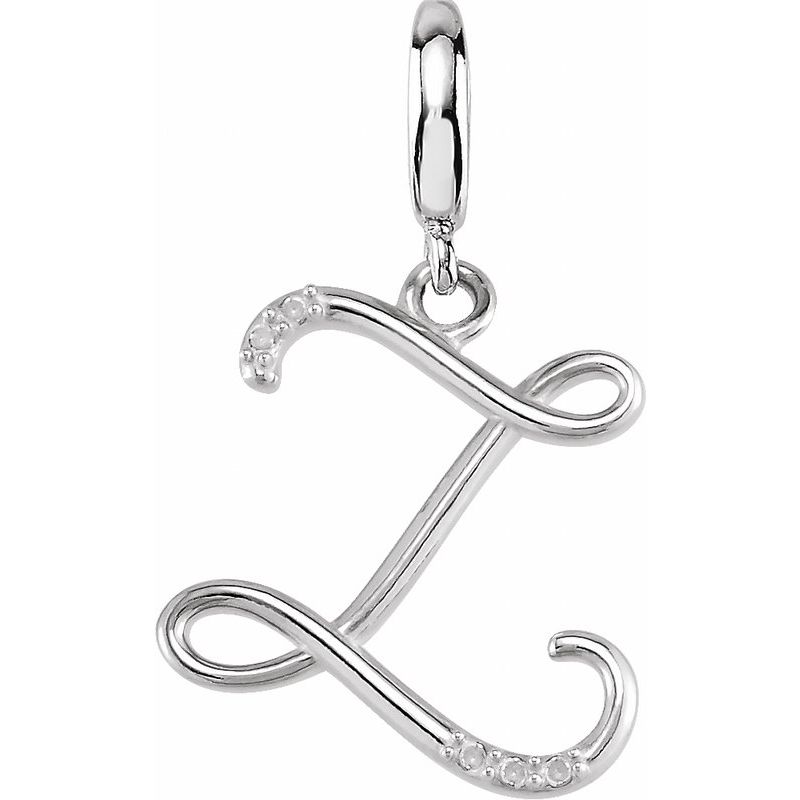 Accented Initial Charm/Pendant — Script .03 ctw Natural Diamond