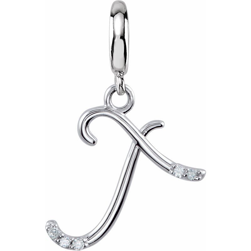 Accented Initial Charm/Pendant — Script .03 ctw Natural Diamond