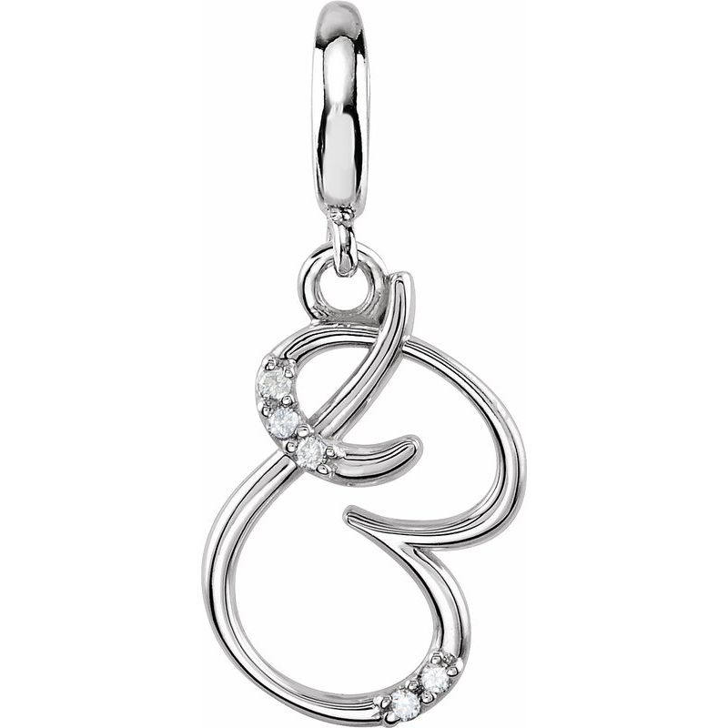Accented Initial Charm/Pendant — Script .03 ctw Natural Diamond