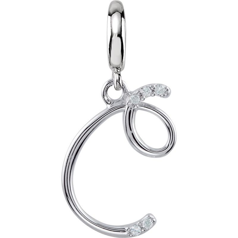 Accented Initial Charm/Pendant — Script .03 ctw Natural Diamond