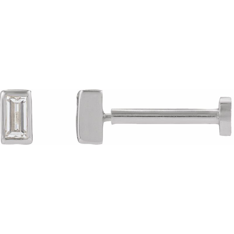 Straight Baguette Bezel-Set Stud Earrings — Diamond Earring