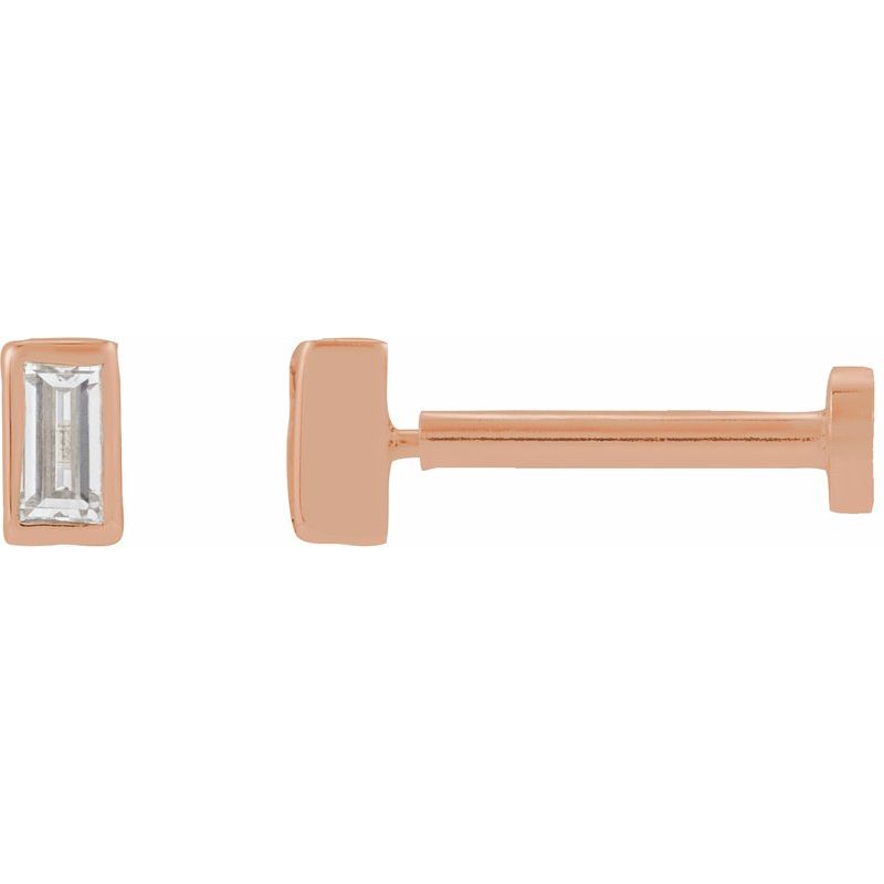 Straight Baguette Bezel-Set Stud Earrings — Diamond Earring