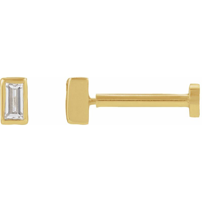 Straight Baguette Bezel-Set Stud Earrings — Diamond Earring