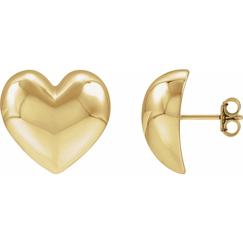 Electroform Puffed Heart Stud Earrings