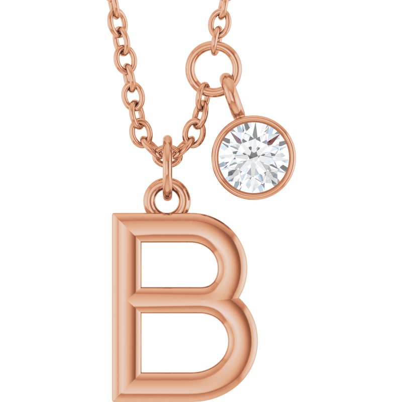 Accented Initial Necklace — 1/10 ct Diamond 16-18″