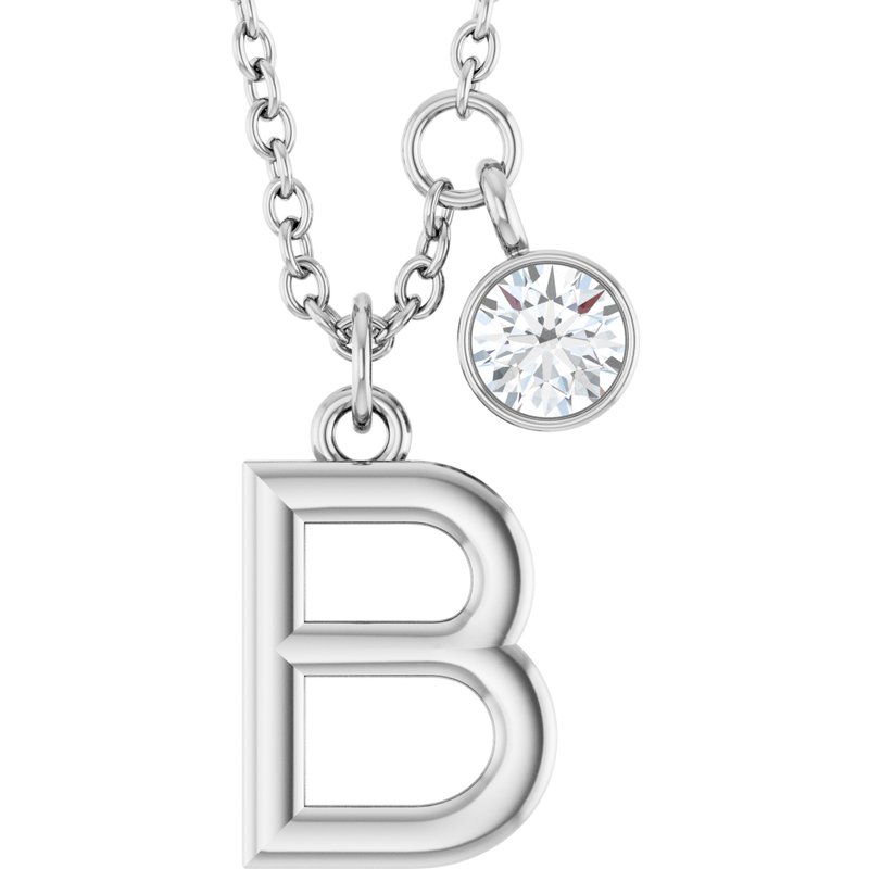 Accented Initial Necklace — 1/10 ct Diamond 16-18″