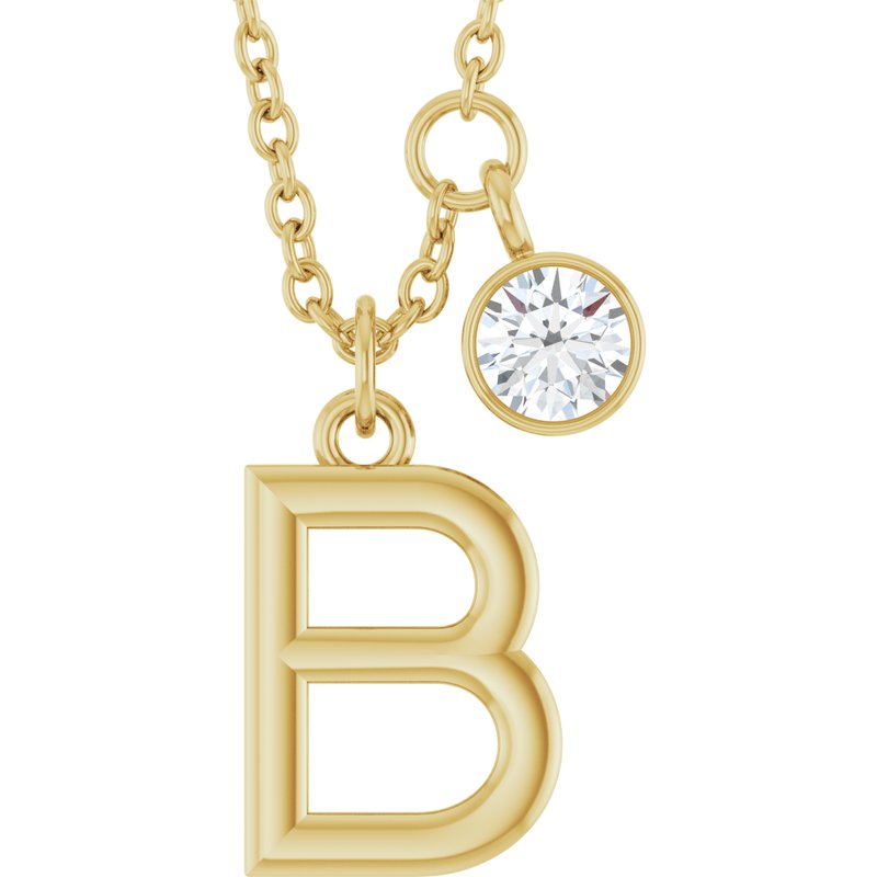 Accented Initial Necklace — 1/10 ct Diamond 16-18″