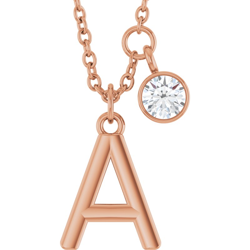 Accented Initial Necklace — 1/10 ct Diamond 16-18″