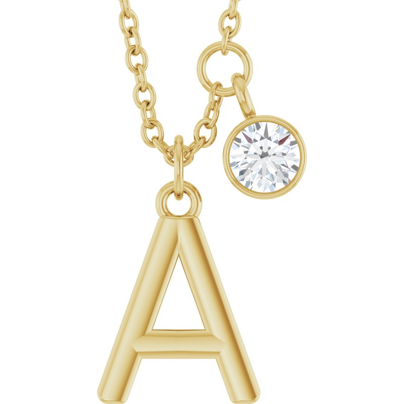 Accented Initial Necklace — 1/10 ct Diamond 16-18″