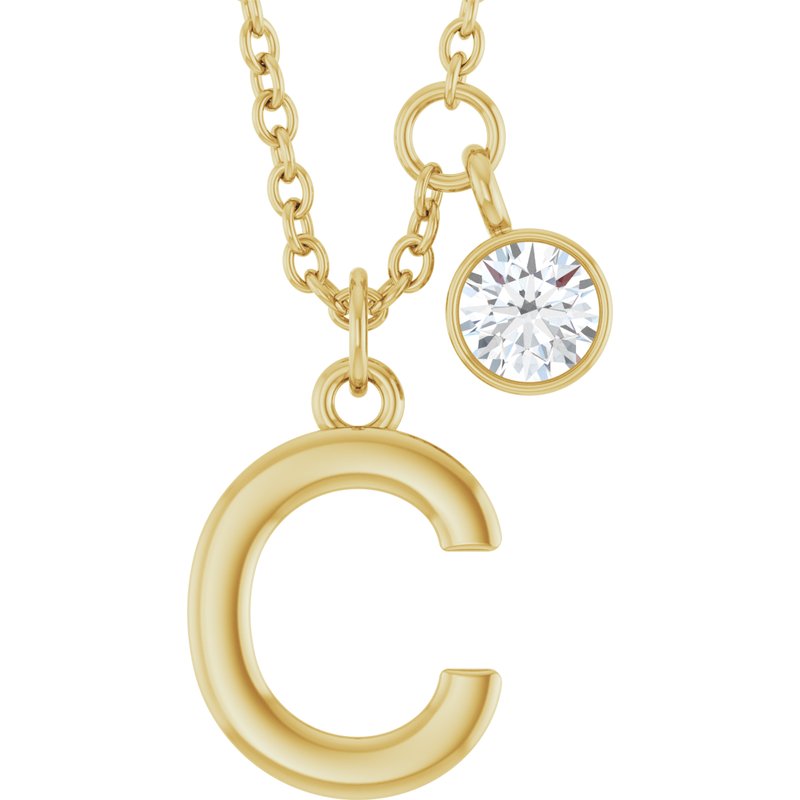 Accented Initial Necklace — 1/10 ct Diamond 16-18″