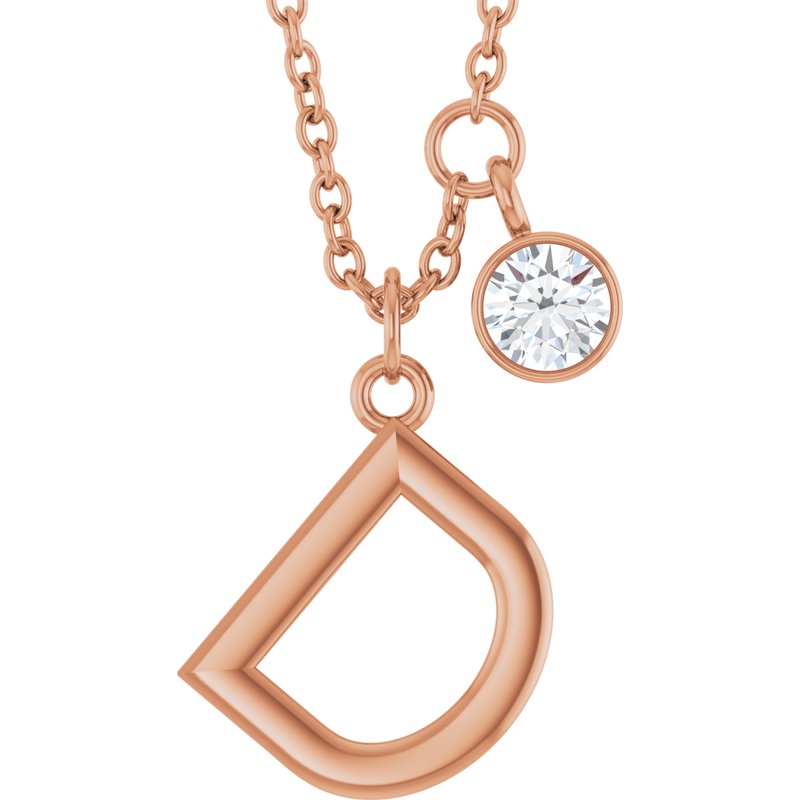 Accented Initial Necklace — 1/10 ct Diamond 16-18″