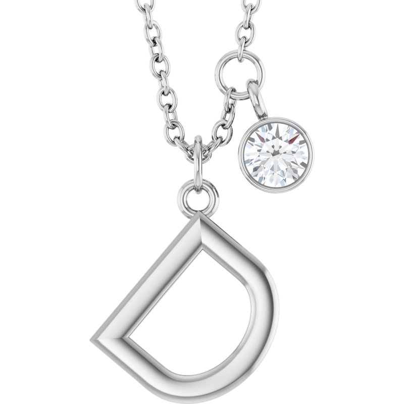 Accented Initial Necklace — 1/10 ct Diamond 16-18″