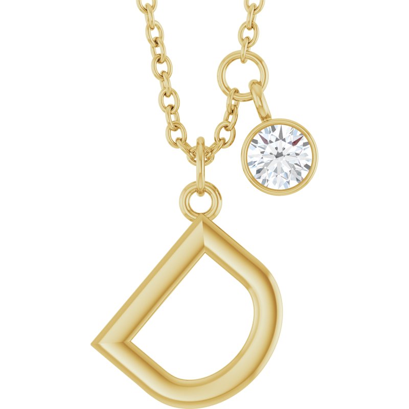 Accented Initial Necklace — 1/10 ct Diamond 16-18″