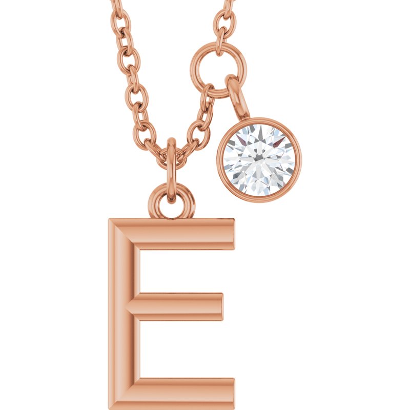 Accented Initial Necklace — 1/10 ct Diamond 16-18″