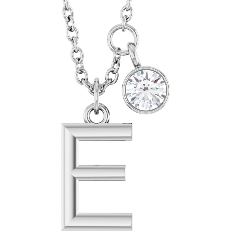 Accented Initial Necklace — 1/10 ct Diamond 16-18″