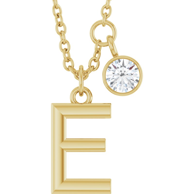 Accented Initial Necklace — 1/10 ct Diamond 16-18″