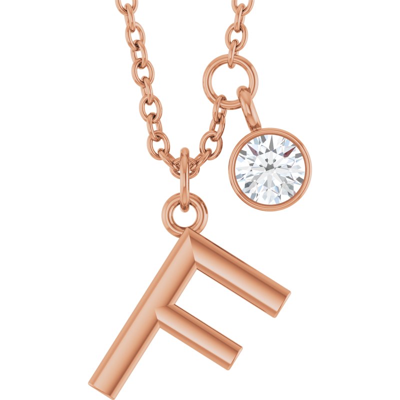 Accented Initial Necklace — 1/10 ct Diamond 16-18″