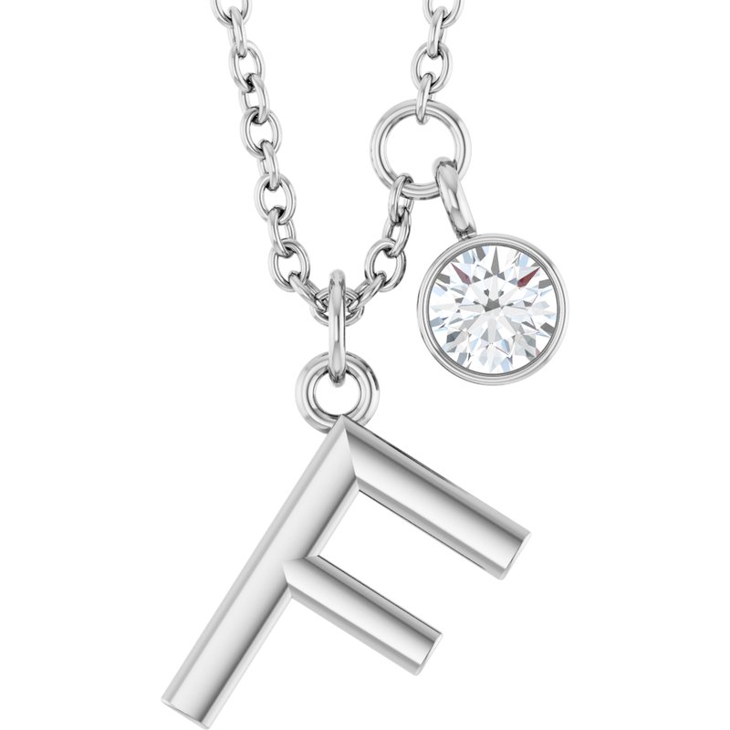 Accented Initial Necklace — 1/10 ct Diamond 16-18″