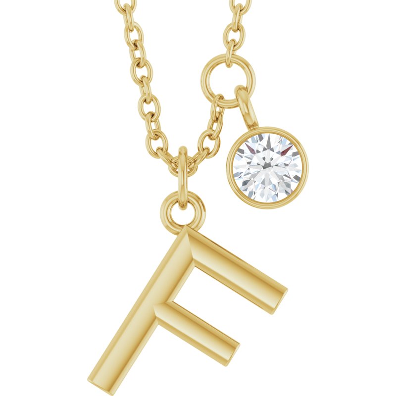 Accented Initial Necklace — 1/10 ct Diamond 16-18″