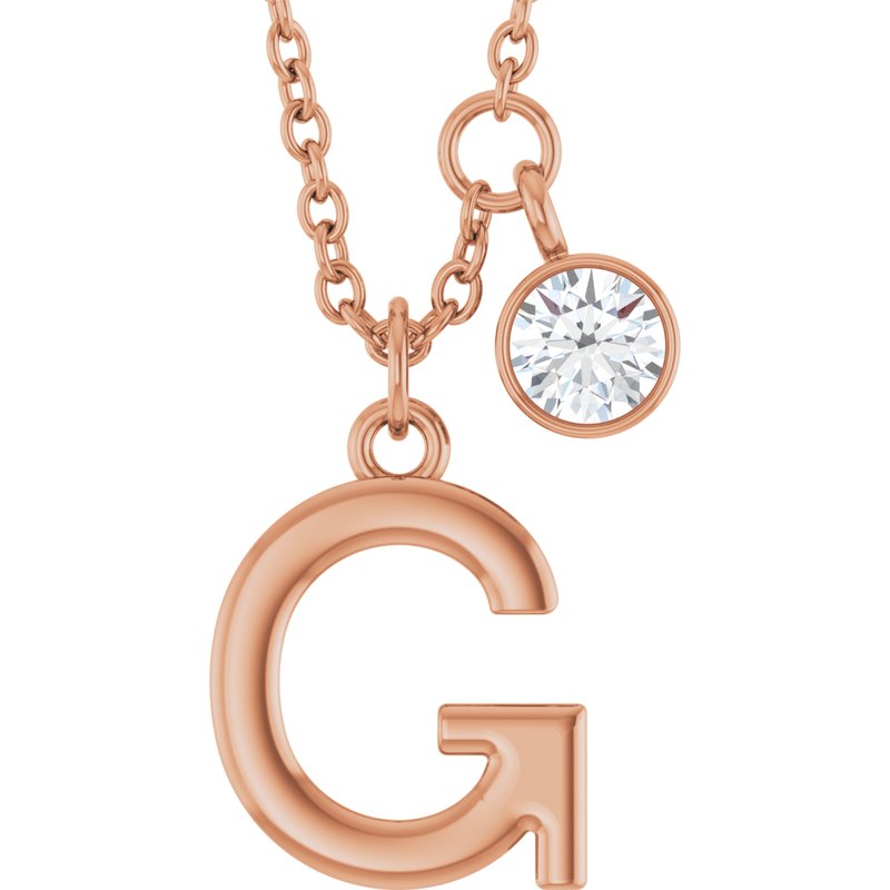Accented Initial Necklace — 1/10 ct Diamond 16-18″