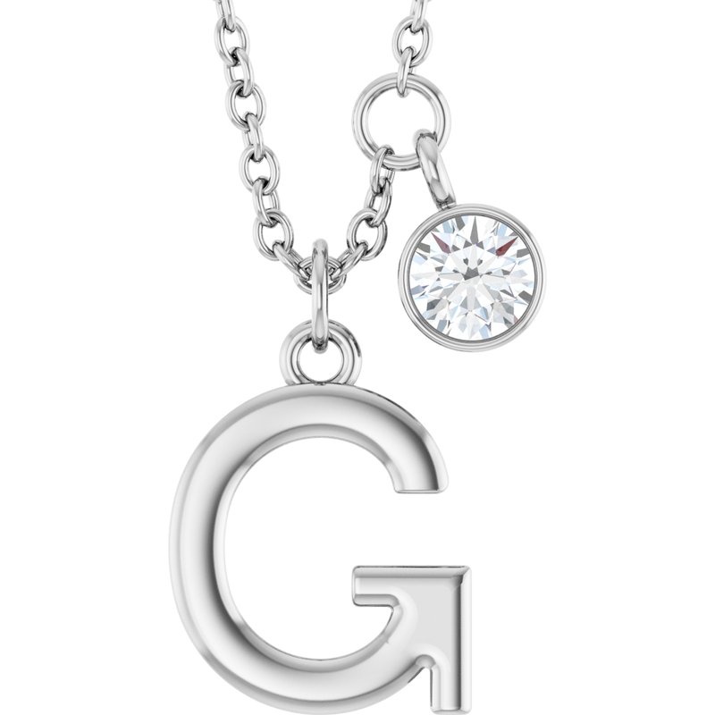 Accented Initial Necklace — 1/10 ct Diamond 16-18″
