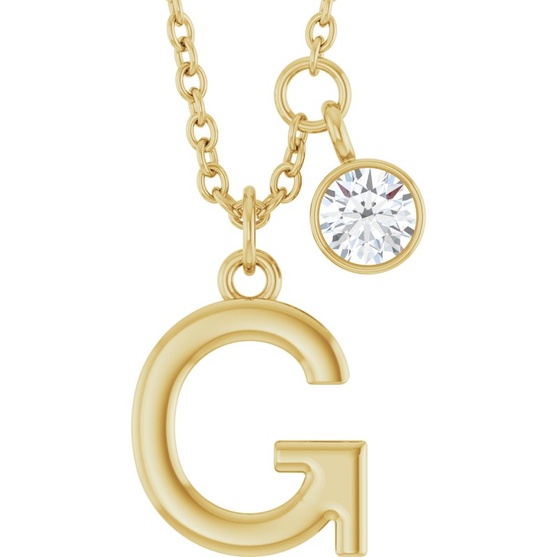 Accented Initial Necklace — 1/10 ct Diamond 16-18″