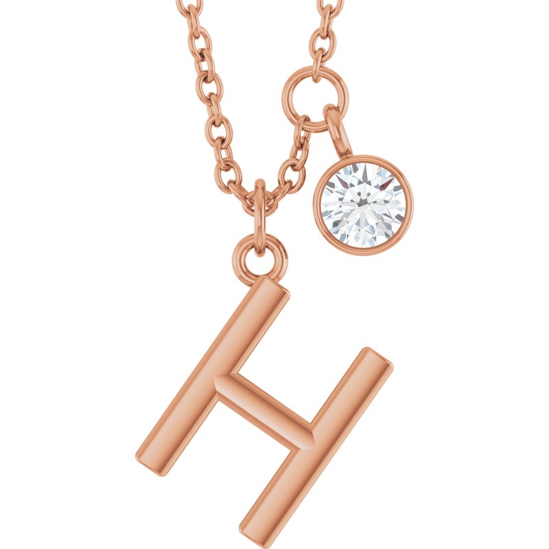 Accented Initial Necklace — 1/10 ct Diamond 16-18″