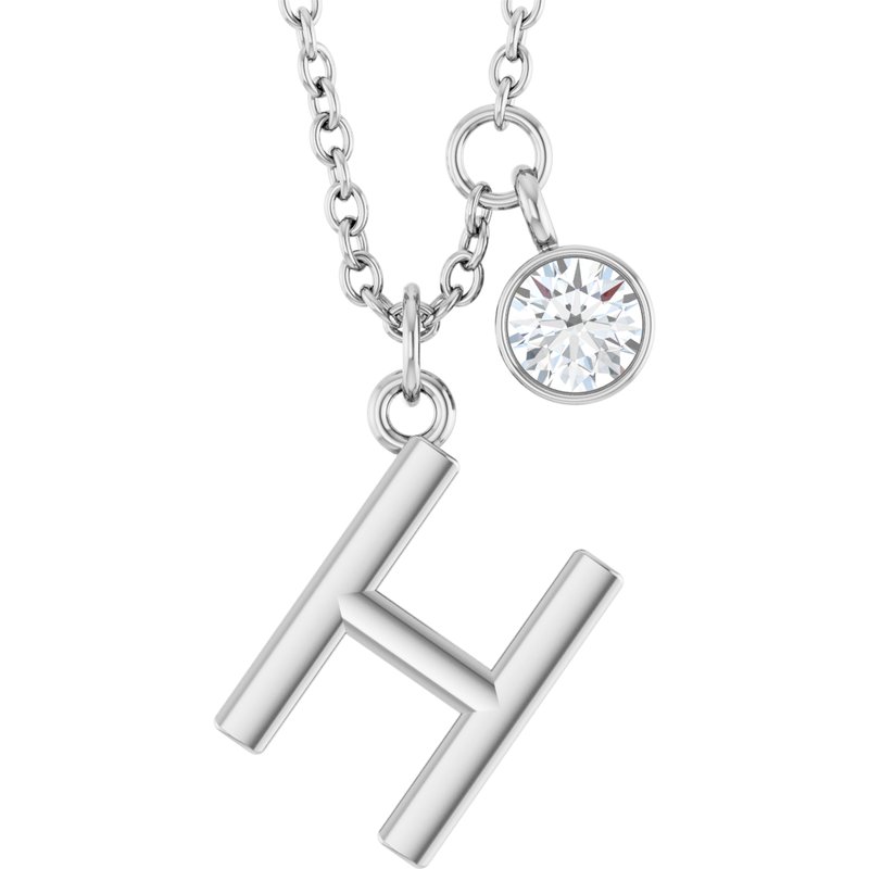 Accented Initial Necklace — 1/10 ct Diamond 16-18″