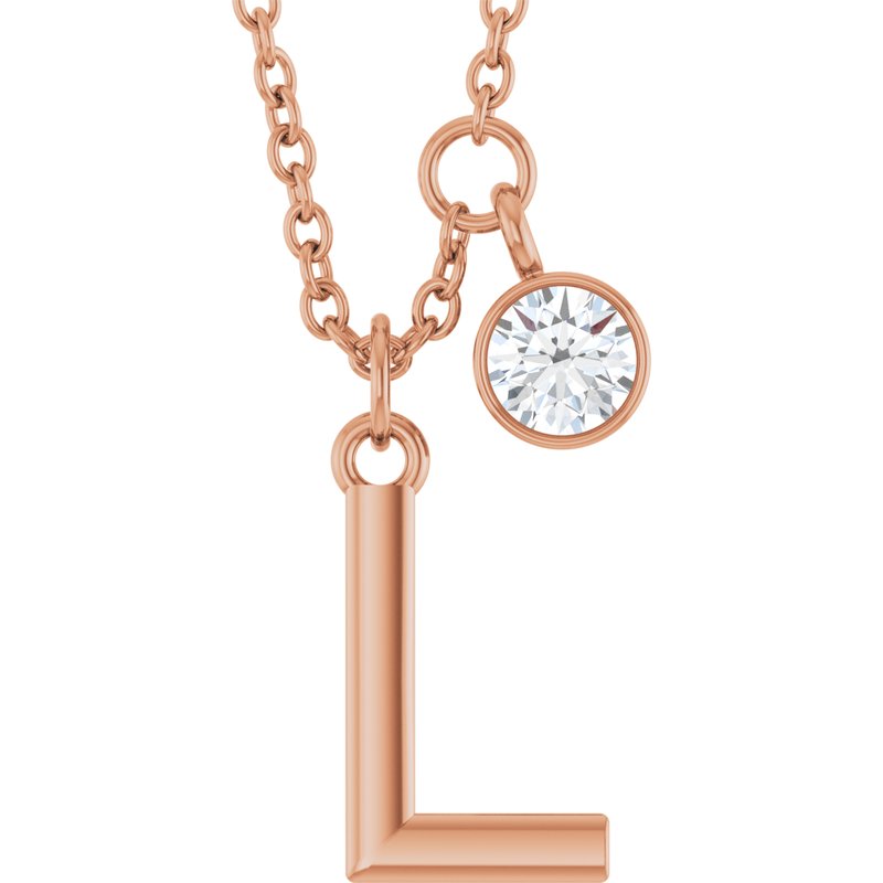 Accented Initial Necklace — 1/10 ct Diamond 16-18″