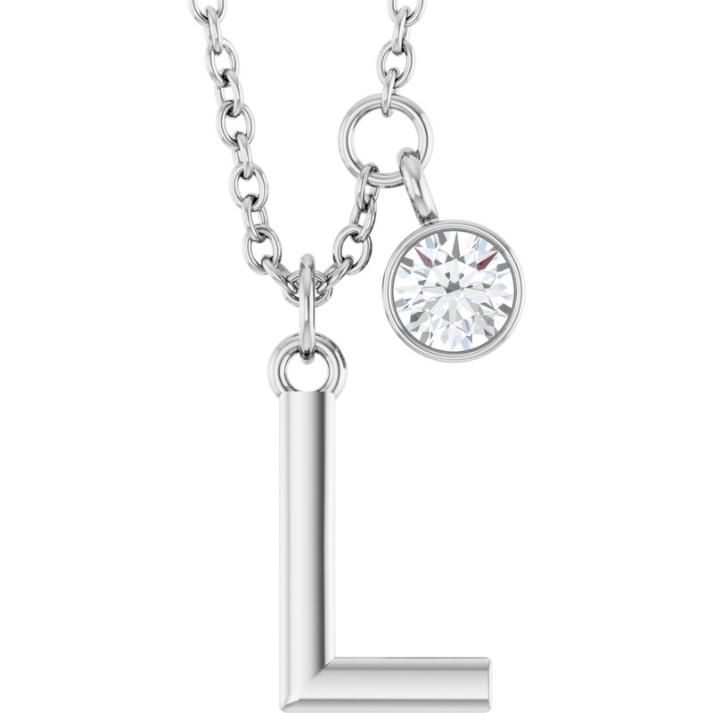 Accented Initial Necklace — 1/10 ct Diamond 16-18″