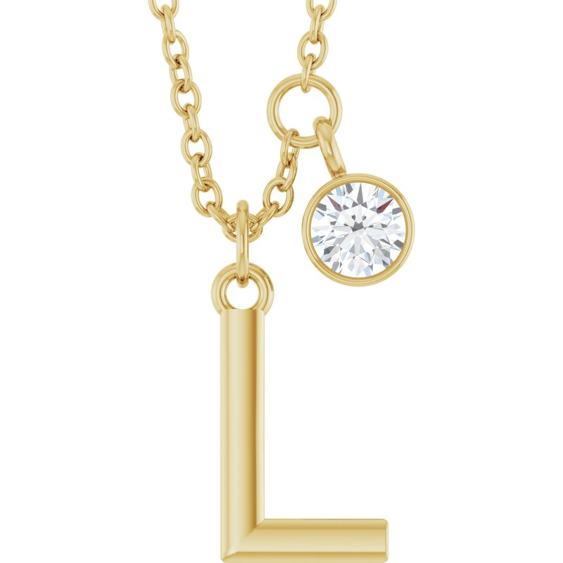 Accented Initial Necklace — 1/10 ct Diamond 16-18"