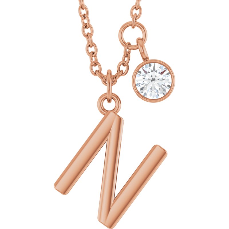 Accented Initial Necklace — 1/10 ct Diamond 16-18″