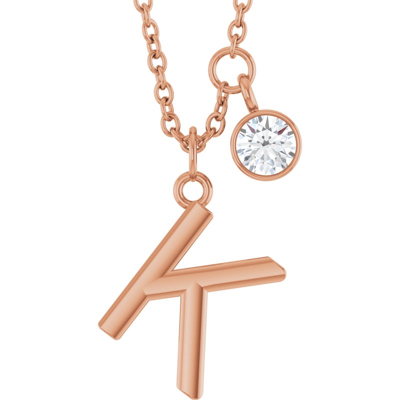 Accented Initial Necklace — 1/10 ct Diamond 16-18″