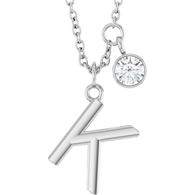 Accented Initial Necklace — 1/10 ct Diamond 16-18″