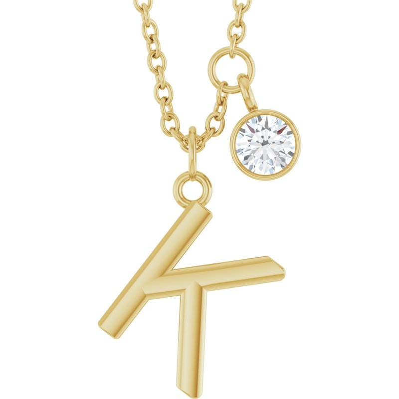 Accented Initial Necklace — 1/10 ct Diamond 16-18″