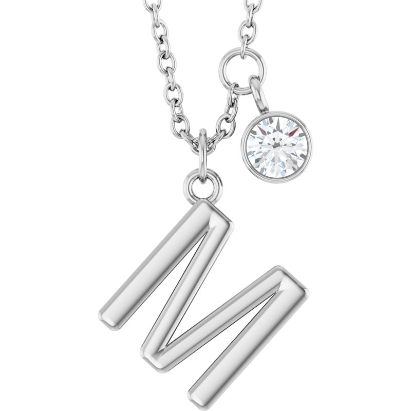 Accented Initial Necklace — 1/10 ct Diamond 16-18″