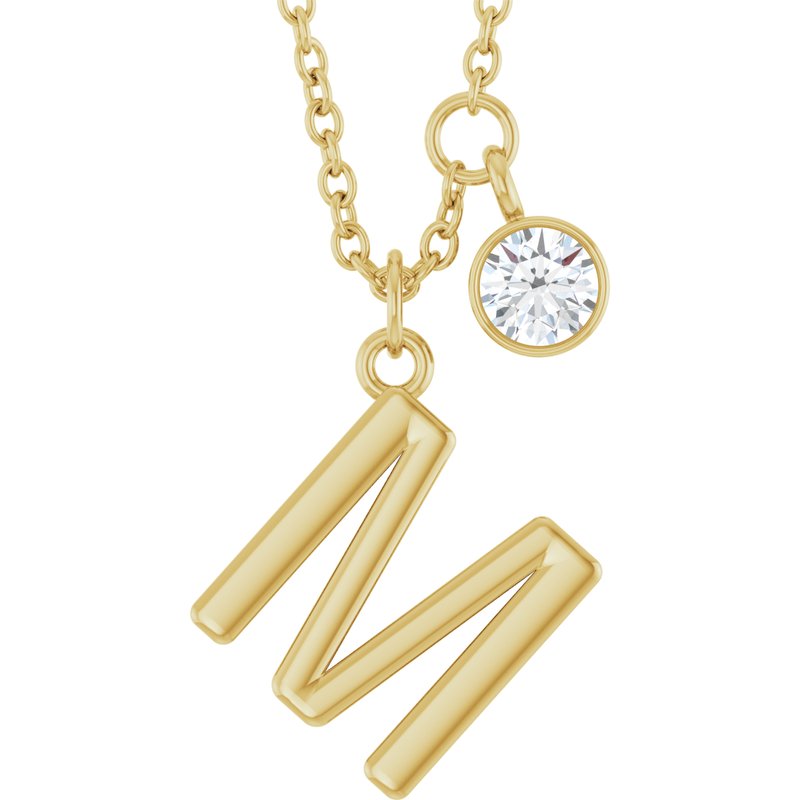 Accented Initial Necklace — 1/10 ct Diamond 16-18″