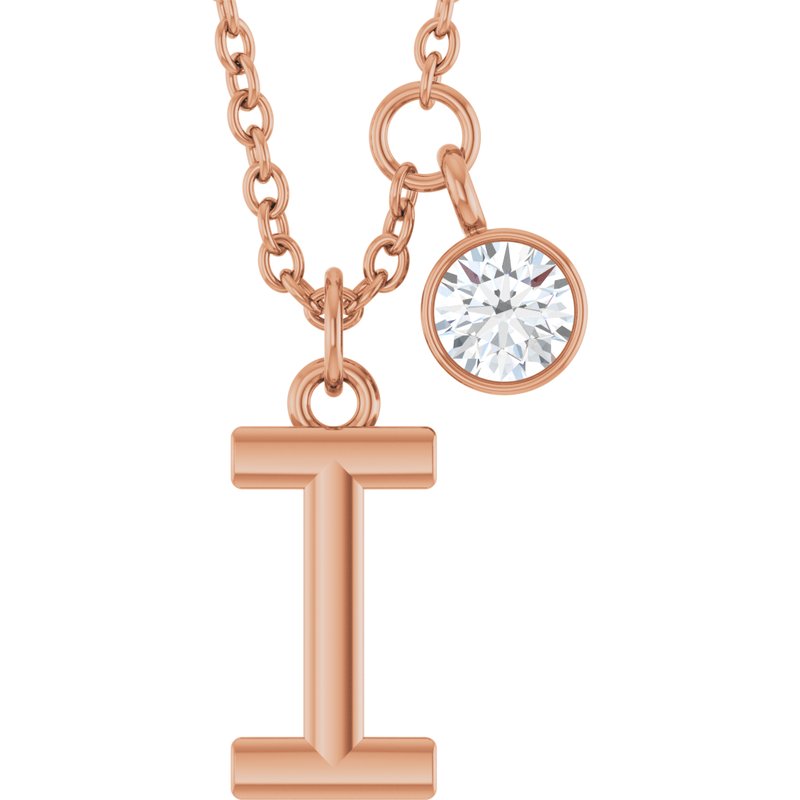Accented Initial Necklace — 1/10 ct Diamond 16-18″