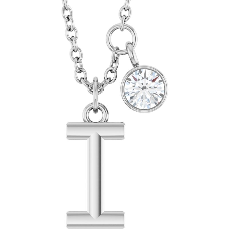Accented Initial Necklace — 1/10 ct Diamond 16-18″
